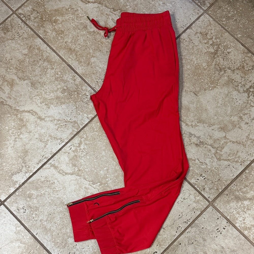 Zyia Active Red Everywhere Zipper Joggers